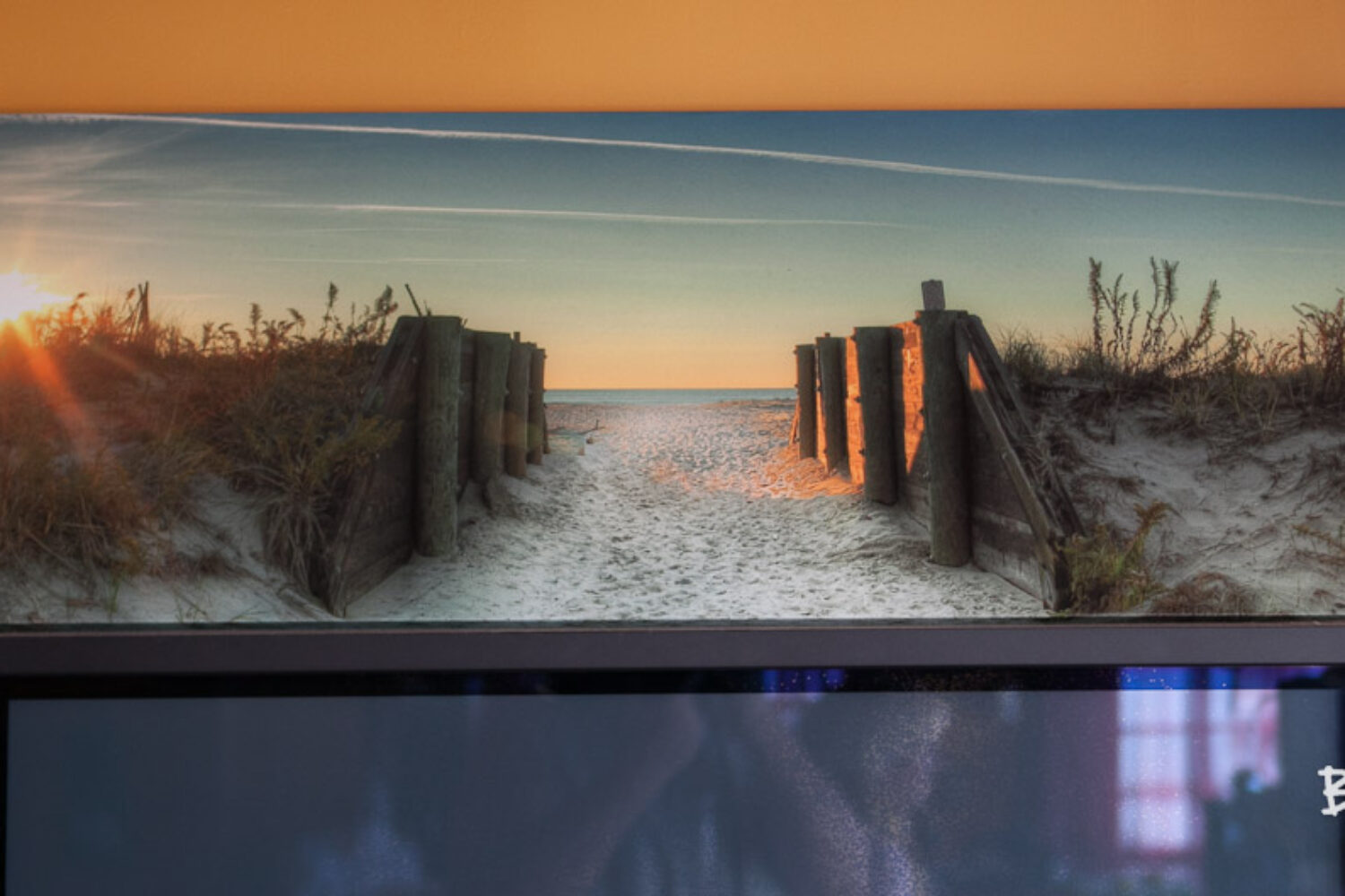 This is a ready to hang canvas print size 16x48, I place it over my 42 tv to show size and scale, I hope you enjoy it as much as I do